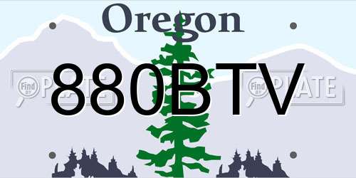 880BTV Oregon License Plate