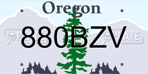 880BZV Oregon License Plate