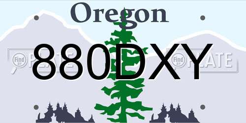 880DXY Oregon License Plate
