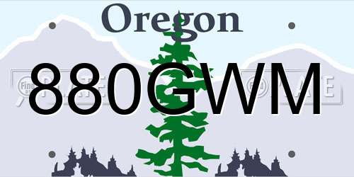 880GWM Oregon License Plate