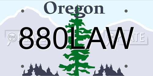880LAW Oregon License Plate