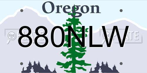 880NLW Oregon License Plate