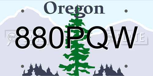 880PQW Oregon License Plate
