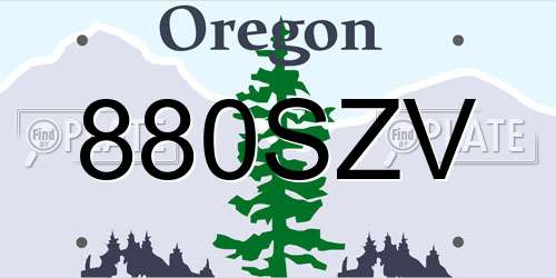 880SZV Oregon License Plate