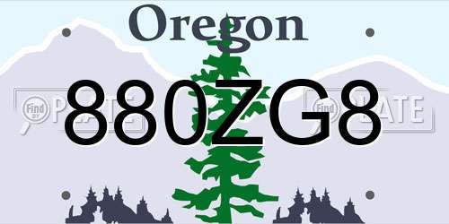 880ZG8 Oregon License Plate