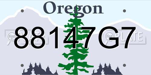 88147G7 Oregon License Plate
