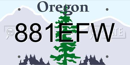 881EFW Oregon License Plate