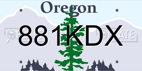 881KDX Oregon License Plate
