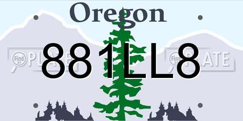 881LL8 Oregon License Plate