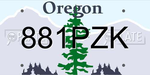 881PZK Oregon License Plate