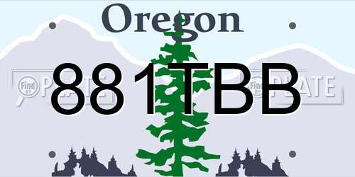 881TBB Oregon License Plate