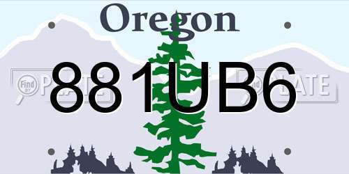 881UB6 Oregon License Plate