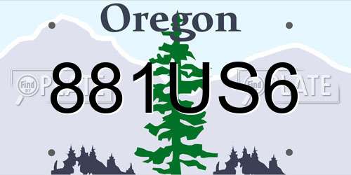 881US6 Oregon License Plate