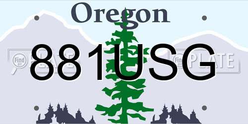 881USG Oregon License Plate