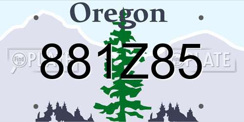 881Z85 Oregon License Plate