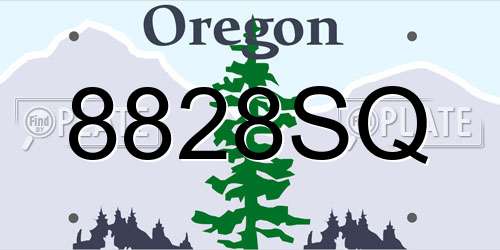 8828SQ Oregon License Plate