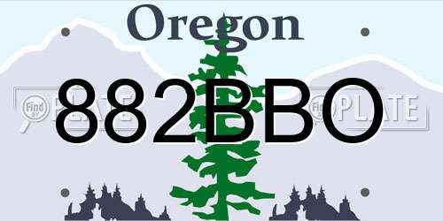 882BBO Oregon License Plate
