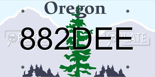 882DEE Oregon License Plate