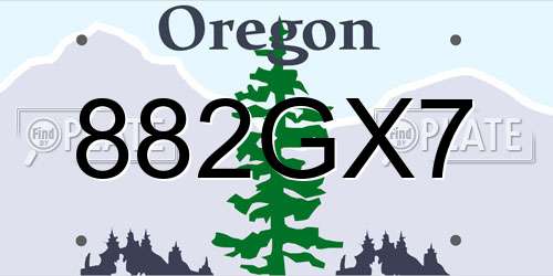 882GX7 Oregon License Plate