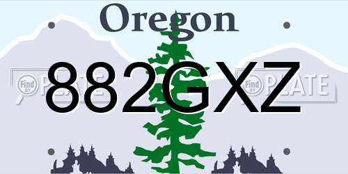 882GXZ Oregon License Plate