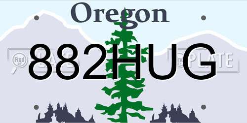 882HUG Oregon License Plate