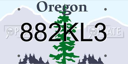 882KL3 Oregon License Plate