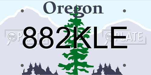 882KLE Oregon License Plate