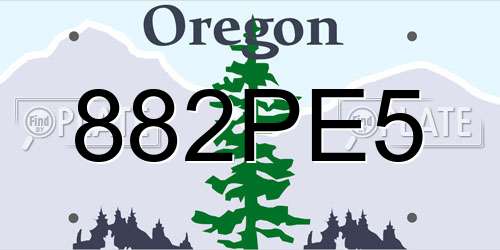 882PE5 Oregon License Plate