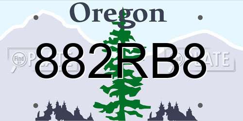 882RB8 Oregon License Plate