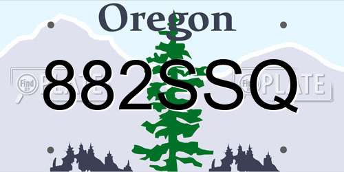 882SSQ Oregon License Plate