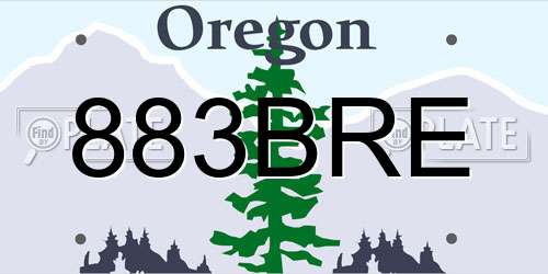 883BRE Oregon License Plate
