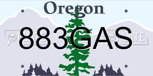 883GAS Oregon License Plate