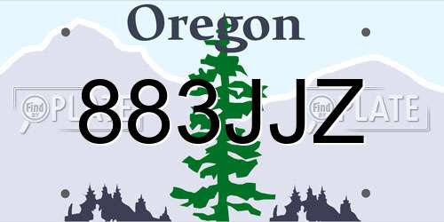 883JJZ Oregon License Plate