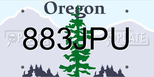 883JPU Oregon License Plate