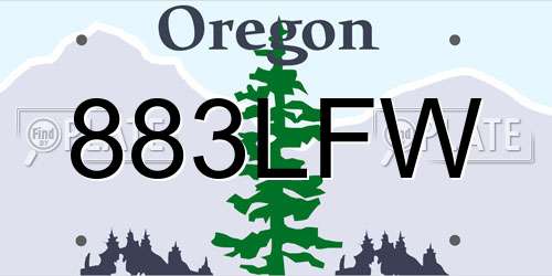 883LFW Oregon License Plate