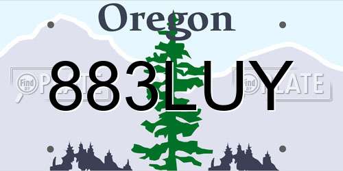 883LUY Oregon License Plate