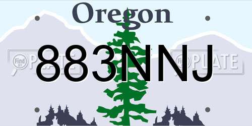 883NNJ Oregon License Plate