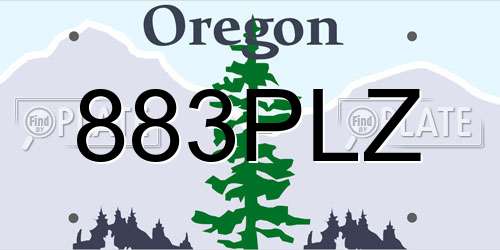 883PLZ Oregon License Plate