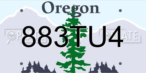 883TU4 Oregon License Plate