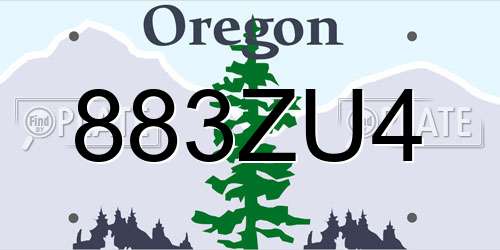 883ZU4 Oregon License Plate