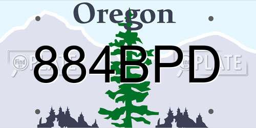 884BPD Oregon License Plate