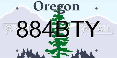884BTY Oregon License Plate