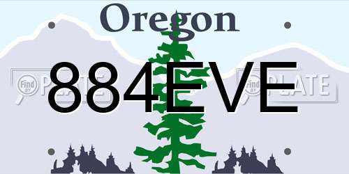 884EVE Oregon License Plate
