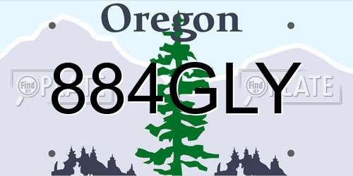 884GLY Oregon License Plate