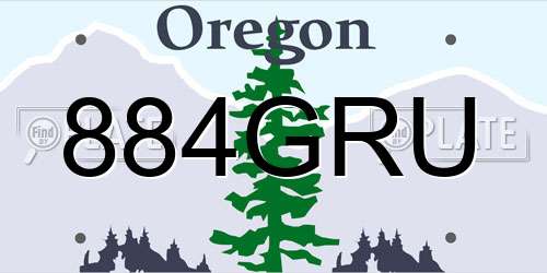 884GRU Oregon License Plate