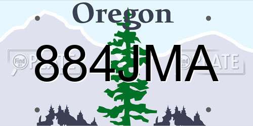884JMA Oregon License Plate