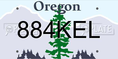 884KEL Oregon License Plate