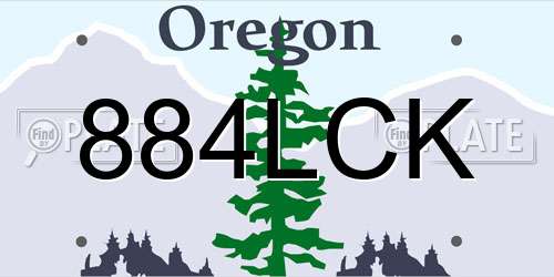 884LCK Oregon License Plate