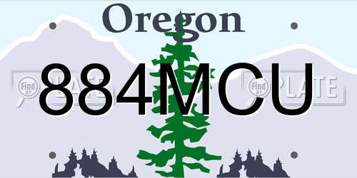 884MCU Oregon License Plate