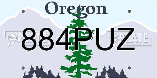 884PUZ Oregon License Plate